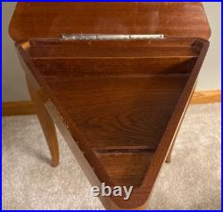 VNTG Italian Inlaid Marquetry Table Reuge Music Box Plays Fascination 16Wx17H