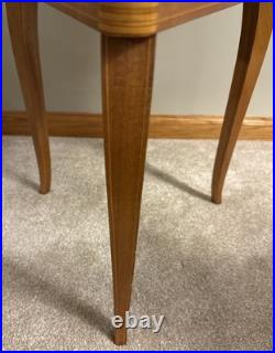 VNTG Italian Inlaid Marquetry Table Reuge Music Box Plays Fascination 16Wx17H