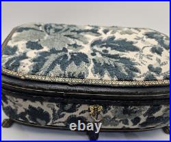 VNTG Italian Upholstered Jewelry REUGE Music Box Plays Love Story Lock & Key