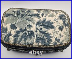 VNTG Italian Upholstered Jewelry REUGE Music Box Plays Love Story Lock & Key