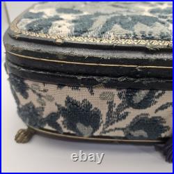 VNTG Italian Upholstered Jewelry REUGE Music Box Plays Love Story Lock & Key