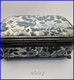 VNTG Italian Upholstered Jewelry REUGE Music Box Plays Love Story Lock & Key
