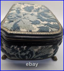 VNTG Italian Upholstered Jewelry REUGE Music Box Plays Love Story Lock & Key