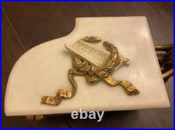 VTG 1920 Swiss Marble & Bronze Music Box Thorens Reuge Grand Piano Bronze Figure