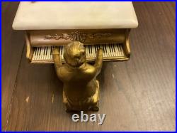 VTG 1920 Swiss Marble & Bronze Music Box Thorens Reuge Grand Piano Bronze Figure