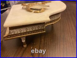 VTG 1920 Swiss Marble & Bronze Music Box Thorens Reuge Grand Piano Bronze Figure