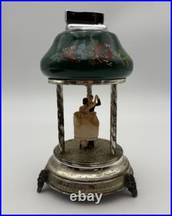 VTG 60's RUEGE Swiss Music Box Lighter Capodimonte Dancing Couple Carousel