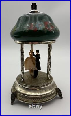 VTG 60's RUEGE Swiss Music Box Lighter Capodimonte Dancing Couple Carousel