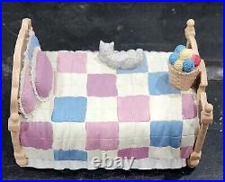 VTG 80's Applause Good Company Musical Box MEMORY Bed Kitten CAT Yarn WORKS