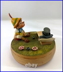 VTG Anri Reuge Wood Pinocchio & Jimmie Cricket Music Box Charity DS66