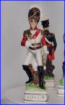 VTG Ceramic Decanter Music Box Lot of 7 Napoleon Soldiers Officers Black Watch