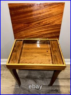 VTG Italian Rococo Style Satinwood Inlaid Marquetry Music Box Side Table WORKING