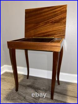 VTG Italian Rococo Style Satinwood Inlaid Marquetry Music Box Side Table WORKING
