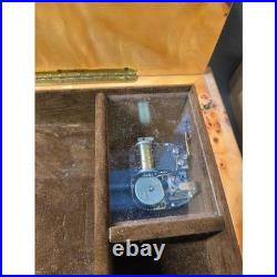 VTG Italian Sorrento Inlaid Burl Wood Musical Jewelry Box Mandolin Lute Motif