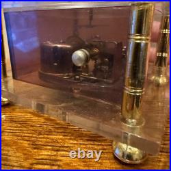 VTG Japanese Ballerina Dancing Couple Music Box With Clear Dome & Gold Accents