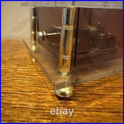 VTG Japanese Ballerina Dancing Couple Music Box With Clear Dome & Gold Accents