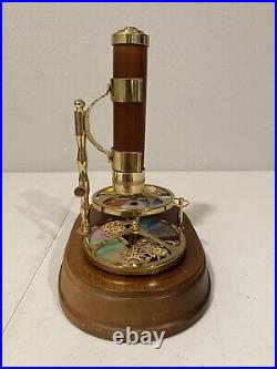 VTG Lefton Kaleidoscope Music Box Stained Glass Brass Wood Works Song Unknown