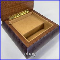 VTG Mayflower Sorrento Italy Purple Wood Footed Music Box Tested Unknown Song
