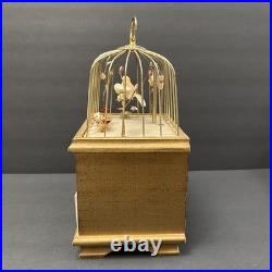 VTG Mechanical Animated Singing Bird Musical Jewelry Drawer Brass/Wood Working