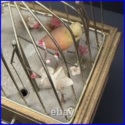 VTG Mechanical Animated Singing Bird Musical Jewelry Drawer Brass/Wood Working