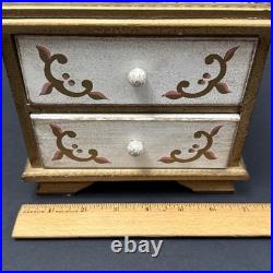 VTG Mechanical Animated Singing Bird Musical Jewelry Drawer Brass/Wood Working