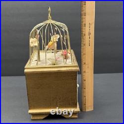 VTG Mechanical Animated Singing Bird Musical Jewelry Drawer Brass/Wood Working
