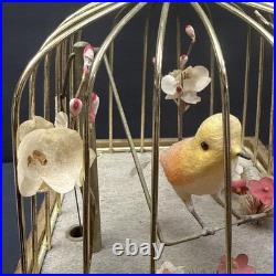 VTG Mechanical Animated Singing Bird Musical Jewelry Drawer Brass/Wood Working