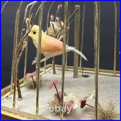 VTG Mechanical Animated Singing Bird Musical Jewelry Drawer Brass/Wood Working