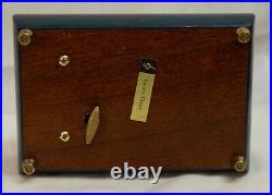 VTG Music Box Dark Blue LARA'S THEME LUTE MARQUETRY Wood Inlay 20 Note Jewelry