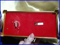 VTG Musical Jewelry Box Seed Beaded Lid Red Velvet Lining Mirror Schmid Honey