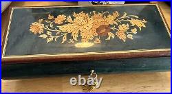 VTG REUGE MUSIC JEWELRY BOX INLAID WOOD WORKING THE ENTERTAINER 10.5x4.5