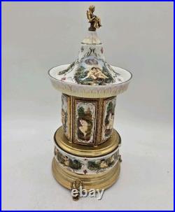 VTG Reuge Capodimonte Italy Cherub Music Carousel Cigarette/Lipstick Holder READ