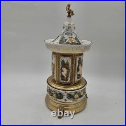 VTG Reuge Capodimonte Italy Cherub Music Carousel Cigarette/Lipstick Holder READ