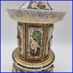 VTG Reuge Capodimonte Italy Cherub Music Carousel Cigarette/Lipstick Holder READ