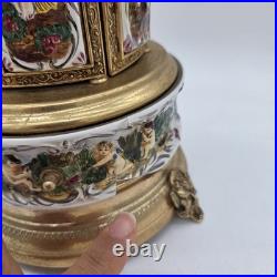 VTG Reuge Capodimonte Italy Cherub Music Carousel Cigarette/Lipstick Holder READ