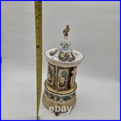 VTG Reuge Capodimonte Italy Cherub Music Carousel Cigarette/Lipstick Holder READ