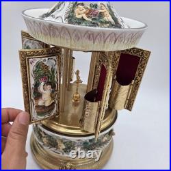 VTG Reuge Capodimonte Italy Cherub Music Carousel Cigarette/Lipstick Holder READ