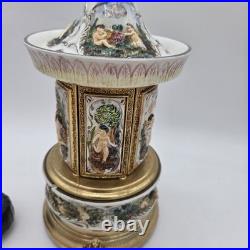 VTG Reuge Capodimonte Italy Cherub Music Carousel Cigarette/Lipstick Holder READ