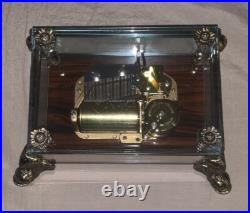 VTG Reuge Glass Music Box Dolphin Legs Geschichten aus dem Wienerwald Blaue Dona