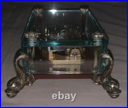 VTG Reuge Glass Music Box Dolphin Legs Geschichten aus dem Wienerwald Blaue Dona