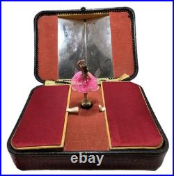 VTG Thorens Swiss Movement Music Vanity Box WithNail Tools Pink Ballerina- Works