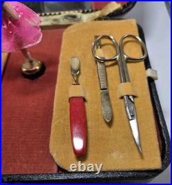 VTG Thorens Swiss Movement Music Vanity Box WithNail Tools Pink Ballerina- Works