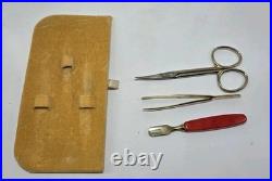 VTG Thorens Swiss Movement Music Vanity Box WithNail Tools Pink Ballerina- Works