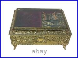 VTG Westland Enamel Butterfly Automation Music Jewelry Box Made in Japan WORKS