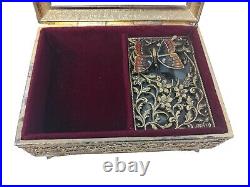 VTG Westland Enamel Butterfly Automation Music Jewelry Box Made in Japan WORKS