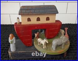 VTG. Wolf Creek Folk Art Eldora Iowa Wooden Noah's Ark Music Carousel 1980s Rare