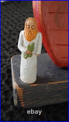VTG. Wolf Creek Folk Art Eldora Iowa Wooden Noah's Ark Music Carousel 1980s Rare