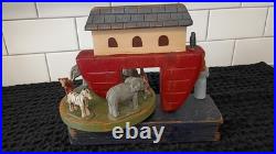 VTG. Wolf Creek Folk Art Eldora Iowa Wooden Noah's Ark Music Carousel 1980s Rare