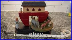 VTG. Wolf Creek Folk Art Eldora Iowa Wooden Noah's Ark Music Carousel 1980s Rare