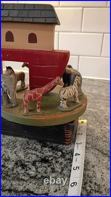 VTG. Wolf Creek Folk Art Eldora Iowa Wooden Noah's Ark Music Carousel 1980s Rare
